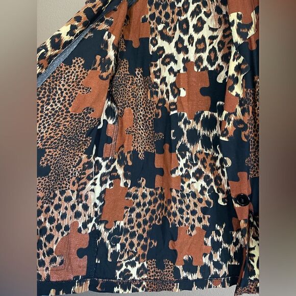 Vintage Lerner leopard cheetah puzzle print lightweight blazer size 6 - Picture 4 of 5